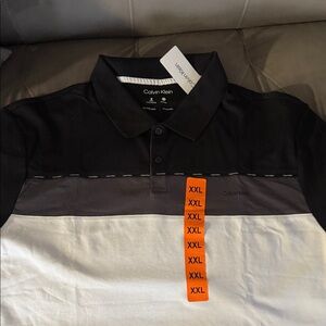 Calvin Klein Black, Gray, and White Polo XXL